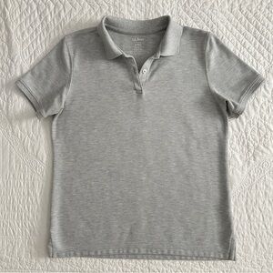 LL Bean Women's Premium Double L Polo Shirt Short Sleeve Gray Size Small